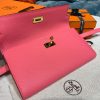 Hermes Kelly Wallet To Go Woc Pink With Gold Toned Hardware Bag For Women 8.2in/21cm