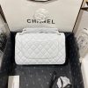 Chanel Large Classic Handbag Silver Hardware White For Women, Women's Handbags, Shoulder Bags 11.8in/30cm