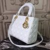 Christian Dior Medium Lady Dior Bag Gold Toned Hardware White For Women 24cm/9in CD