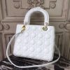 Christian Dior Medium Lady Dior Bag Gold Toned Hardware White For Women 24cm/9in CD