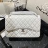 Chanel Large Classic Handbag Silver Hardware White For Women, Women's Handbags, Shoulder Bags 11.8in/30cm