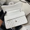 Chanel Large Classic Handbag Silver Hardware White For Women, Women's Handbags, Shoulder Bags 11.8in/30cm