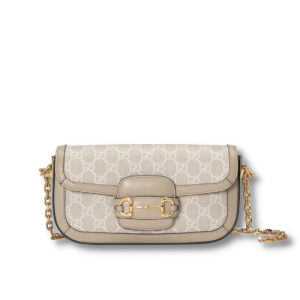 Gucci GG Horsebit 1955 Shoulder Bag White And Beige/Brown And Begie/White And Grey/ Black And Grey For Women‎ ‎735178 FABLN 9897 9.4 in/ 24 cm