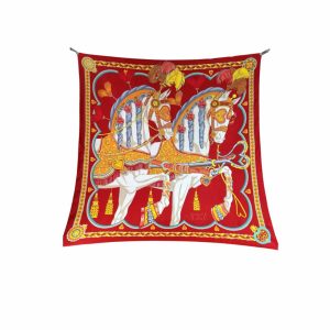 Hermes Harnais De Coeur Scarf 90 Red For Women H004090S 09