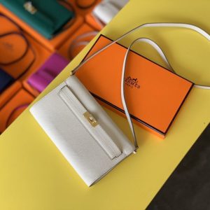 Hermes Kelly Wallet To Go Woc Epsom White For Women, Women’s Wallet 8.3in/21cm