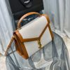 Saint Laurent Cassandra Medium Top Handle Bag Black/Brown For Women‎ 9.6in/24.5cm 623931BOW0W1000