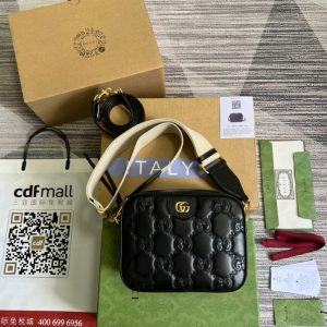Gucci Matelasse Shoulder Bag Black For Women, Women’s Bags 8.5in/22cm GG 702234 UM8HG 1046