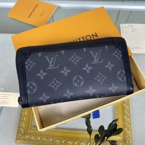 Louis Vuitton Zippy Wallet Trunk Monogram Eclipse For Men, Men’s Wallet 7.7in/19.5cm LV M80558