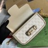 Gucci GG Horsebit 1955 Shoulder Bag White And Beige/Brown And Begie/White And Grey/ Black And Grey For Women 735178 FABLN 9897 9.4 in/ 24 cm