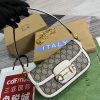 Gucci GG Horsebit 1955 Shoulder Bag White And Beige/Brown And Begie/White And Grey/ Black And Grey For Women 735178 FABLN 9897 9.4 in/ 24 cm