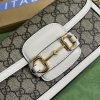 Gucci GG Horsebit 1955 Shoulder Bag White And Beige/Brown And Begie/White And Grey/ Black And Grey For Women 735178 FABLN 9897 9.4 in/ 24 cm