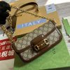 Gucci GG Horsebit 1955 Shoulder Bag White And Beige/Brown And Begie/White And Grey/ Black And Grey For Women 735178 FABLN 9897 9.4 in/ 24 cm