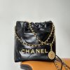 [True-to-ORIGINAL] Chanel 22 Mini Bag Gold Tone Black For Women 7,1in/18cm