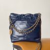 [True-to-ORIGINAL] Chanel 22 Mini Bag Gold Tone Navy Blue For Women 7,1in/18cm