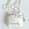 [True-to-ORIGINAL] Chanel 22 Mini Bag Silver Tone White For Women 7,1in/18cm