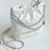 [True-to-ORIGINAL] Chanel 22 Mini Bag Silver Tone White For Women 7,1in/18cm