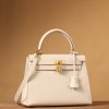 Hermes Kelly Epsom Gold Tone Lock Bag Cream For Women 9,8in/25cm