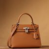 Hermes Kelly Epsom Silver Tone Lock Bag Brown For Women 9,8in/25cm
