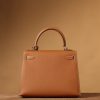 Hermes Kelly Epsom Silver Tone Lock Bag Brown For Women 9,8in/25cm