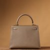 Hermes Kelly Epsom Gold Tone Lock Bag Grey For Women 9,8in/25cm