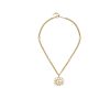 Gucci Mini Pearl Border Frame Pendant Necklace Gold Tone For Women