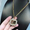 Gucci Mini Pearl Border Frame Pendant Necklace Gold Tone For Women