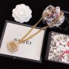 Gucci Mini Pearl Border Frame Pendant Necklace Gold Tone For Women