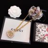Gucci Mini Pearl Border Frame Pendant Necklace Gold Tone For Women