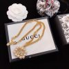 Gucci Mini Pearl Border Frame Pendant Necklace Gold Tone For Women