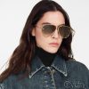 Louis Vuitton The LV Pilot Sunglasses Gold For Women Z1619U