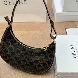 Celine Medium Ava In Triomphe Canvas Tan For Women 10in/25cm
